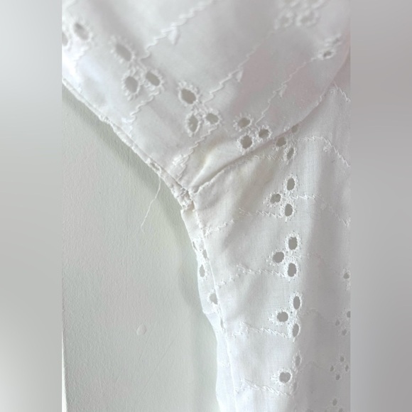 VINTAGE Ruffle Button-Up Romantic Eyelet Top S/M Cottagecore - Picture 6 of 7